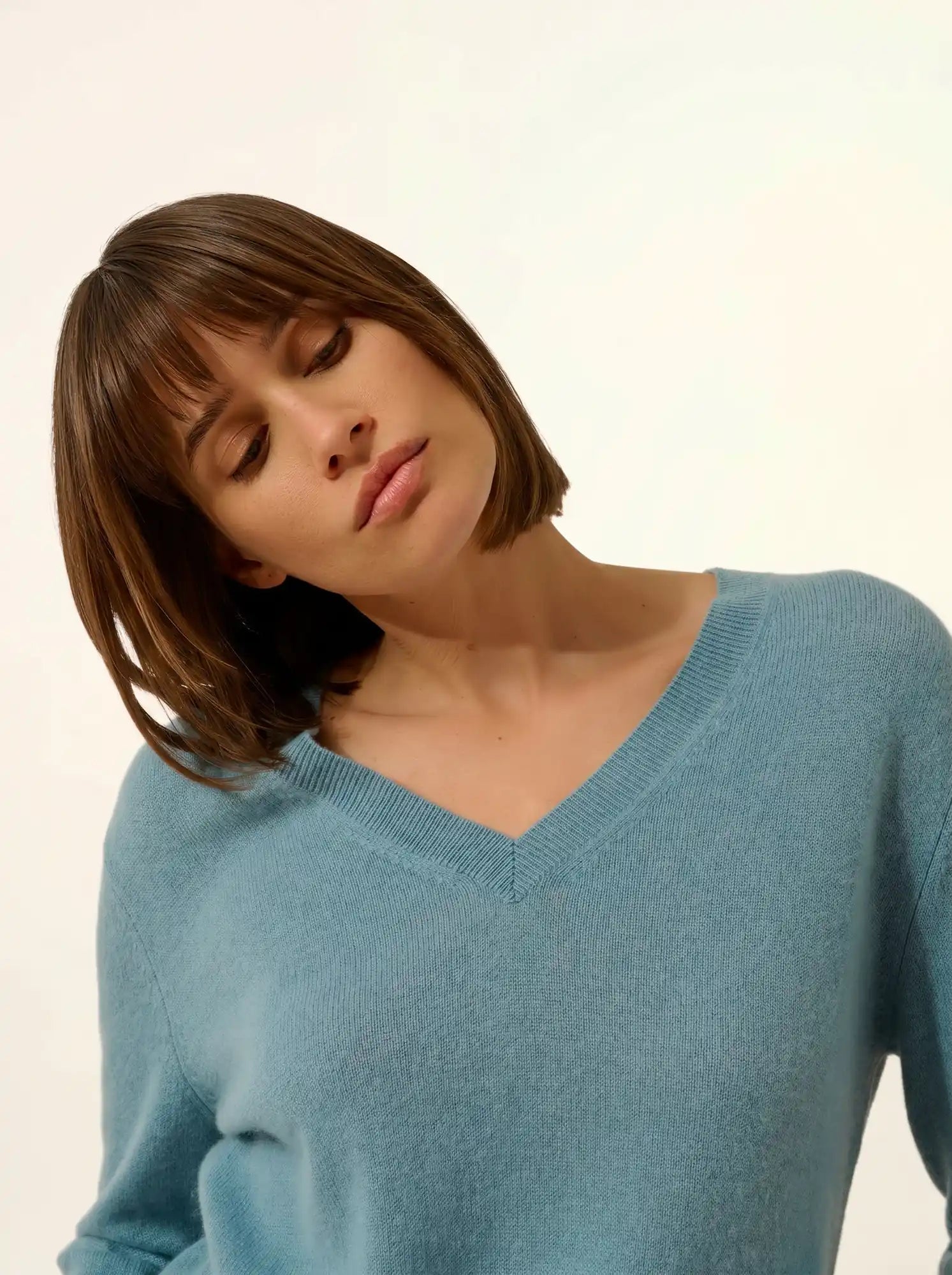 NORA pullover v-ausschnitt petrol hell