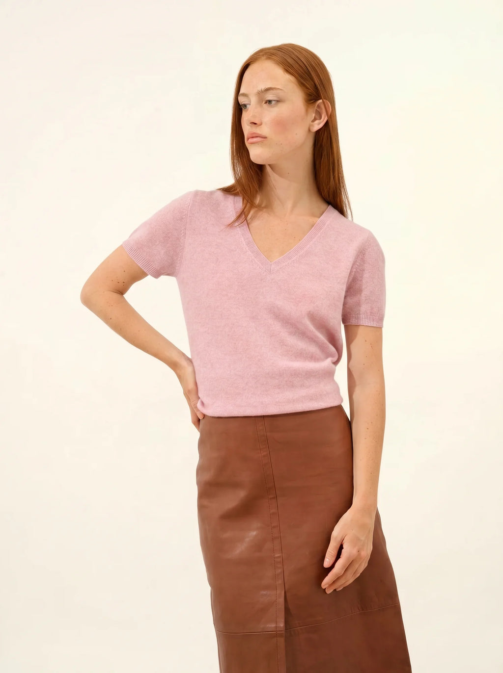 GLAMIS t-shirt v-ausschnitt guimauve meliert