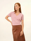 GLAMIS t-shirt v-ausschnitt guimauve meliert