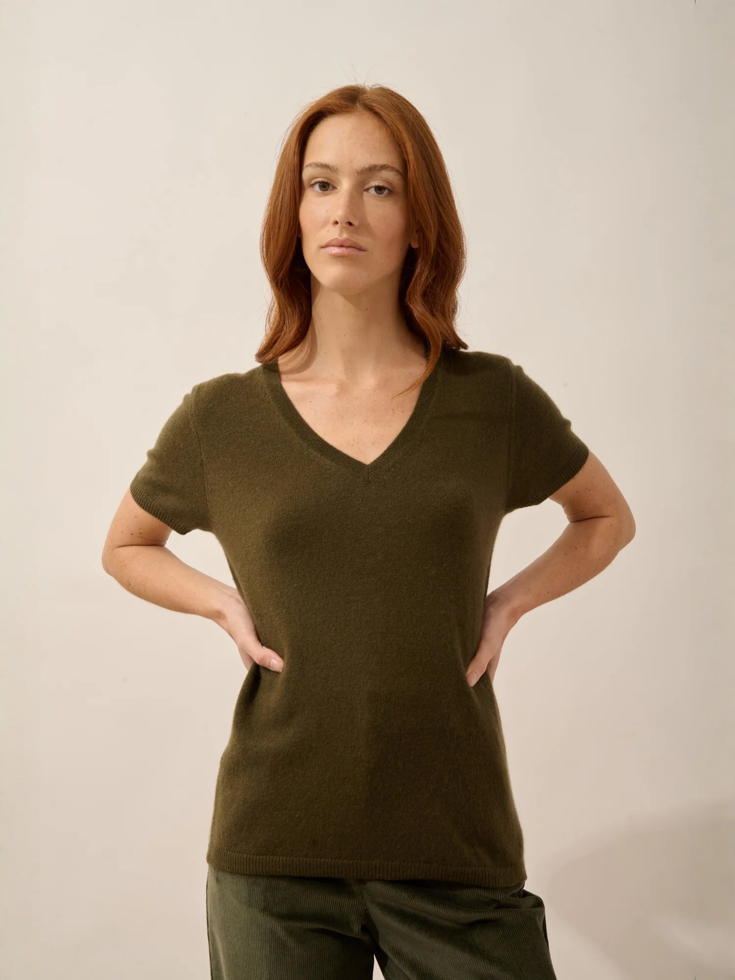 GLAMIS t-shirt v-ausschnitt châtain