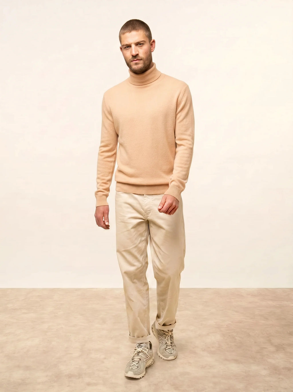 CONNOR pull col roulé sable