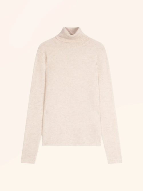 AVA pull col roulé beige chiné