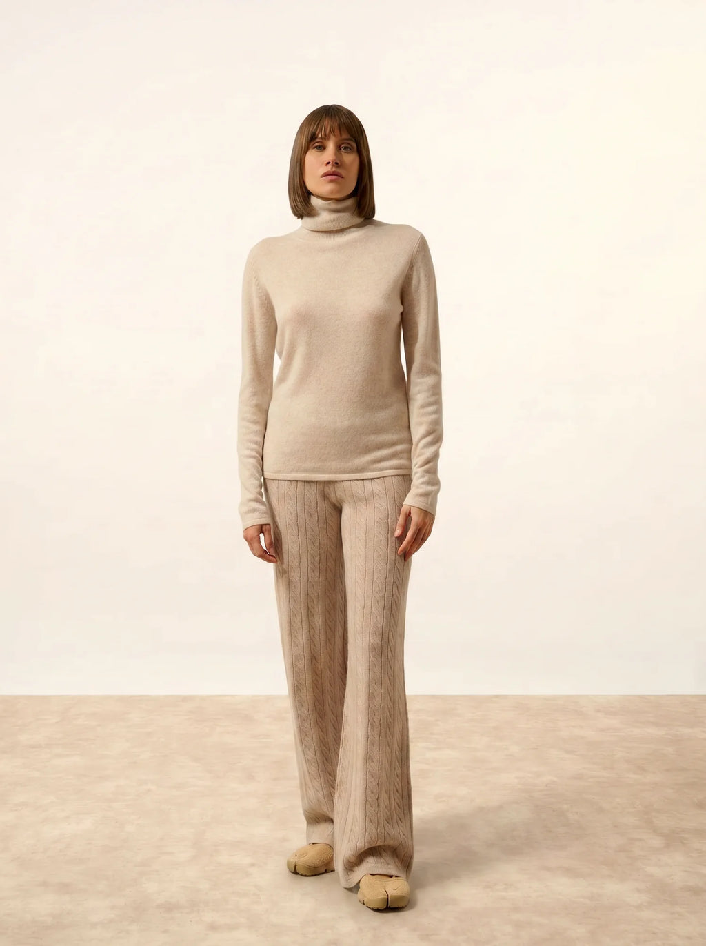 AVA pullover rollkragen beige meliert
