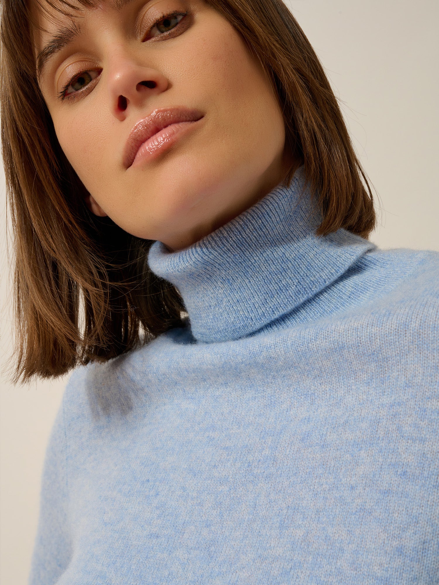 AVA sky blue marled turtleneck sweater