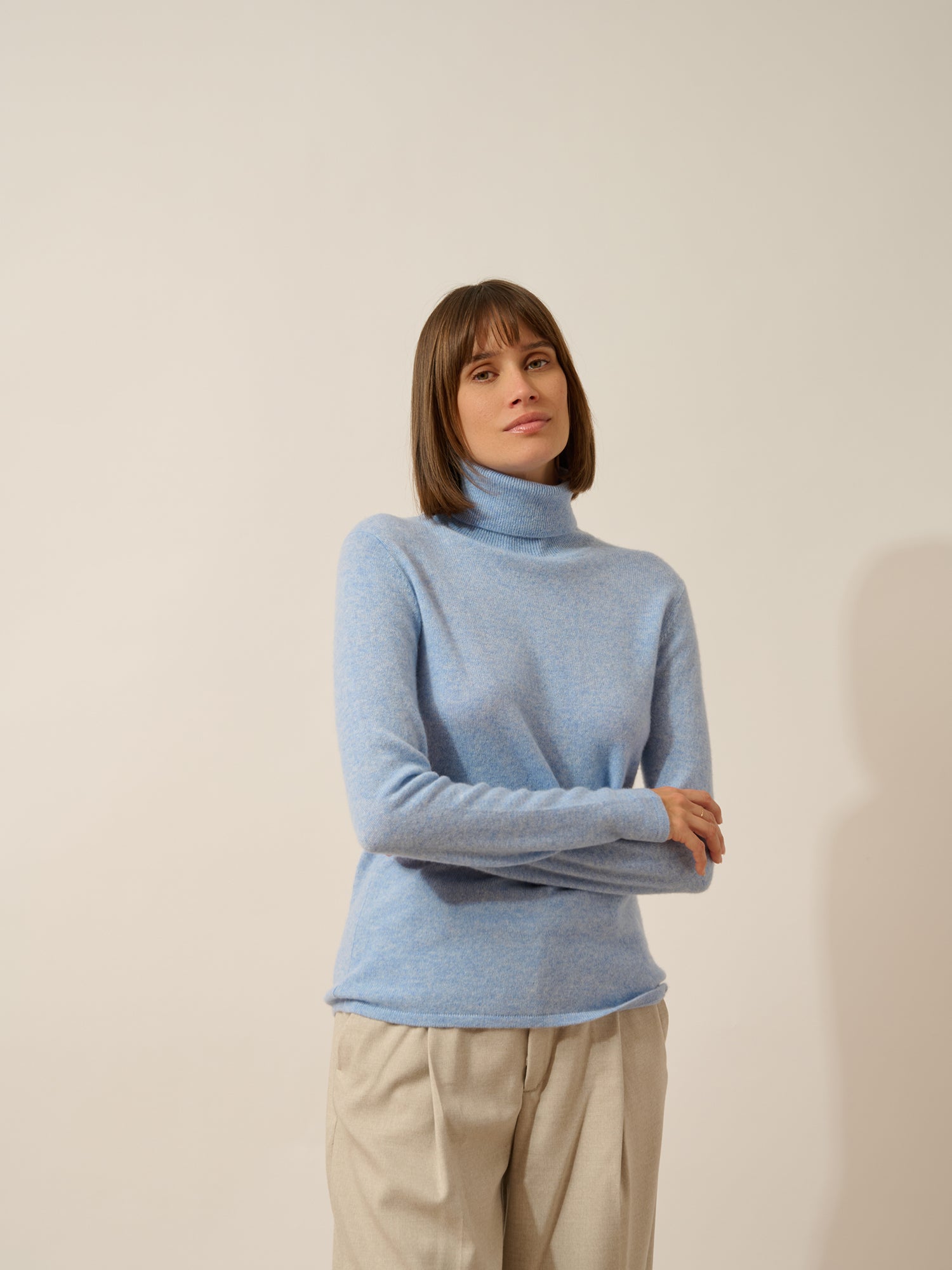 AVA sky blue marled turtleneck sweater