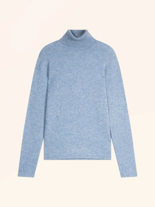 AVA pull col roulé bleu ciel chiné
