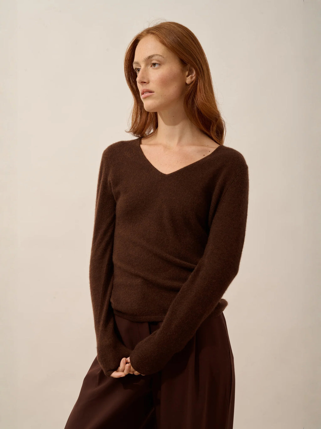 JOAN pullover v-ausschnitt kaffee