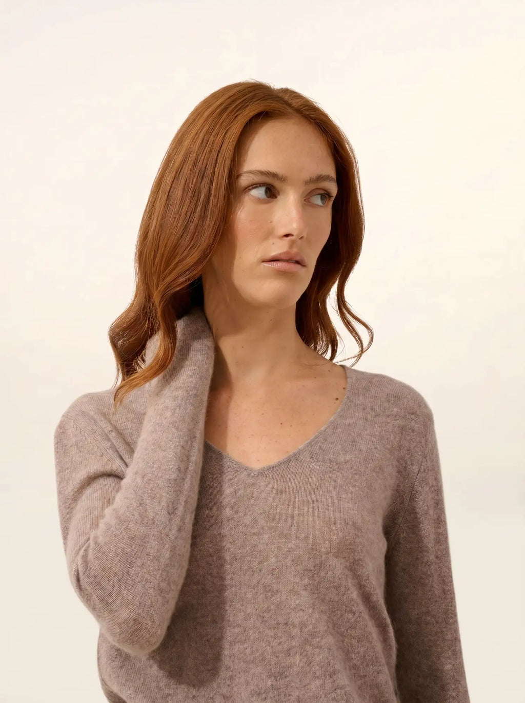 JOAN pullover v-ausschnitt caribou meliert