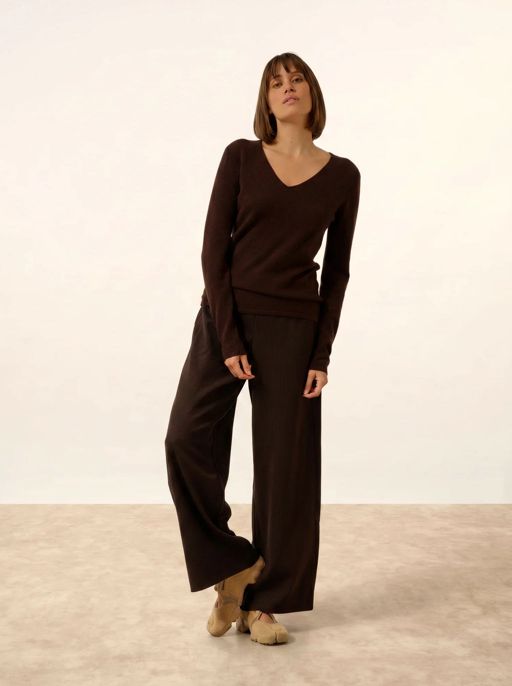 JOAN pullover v-ausschnitt choco
