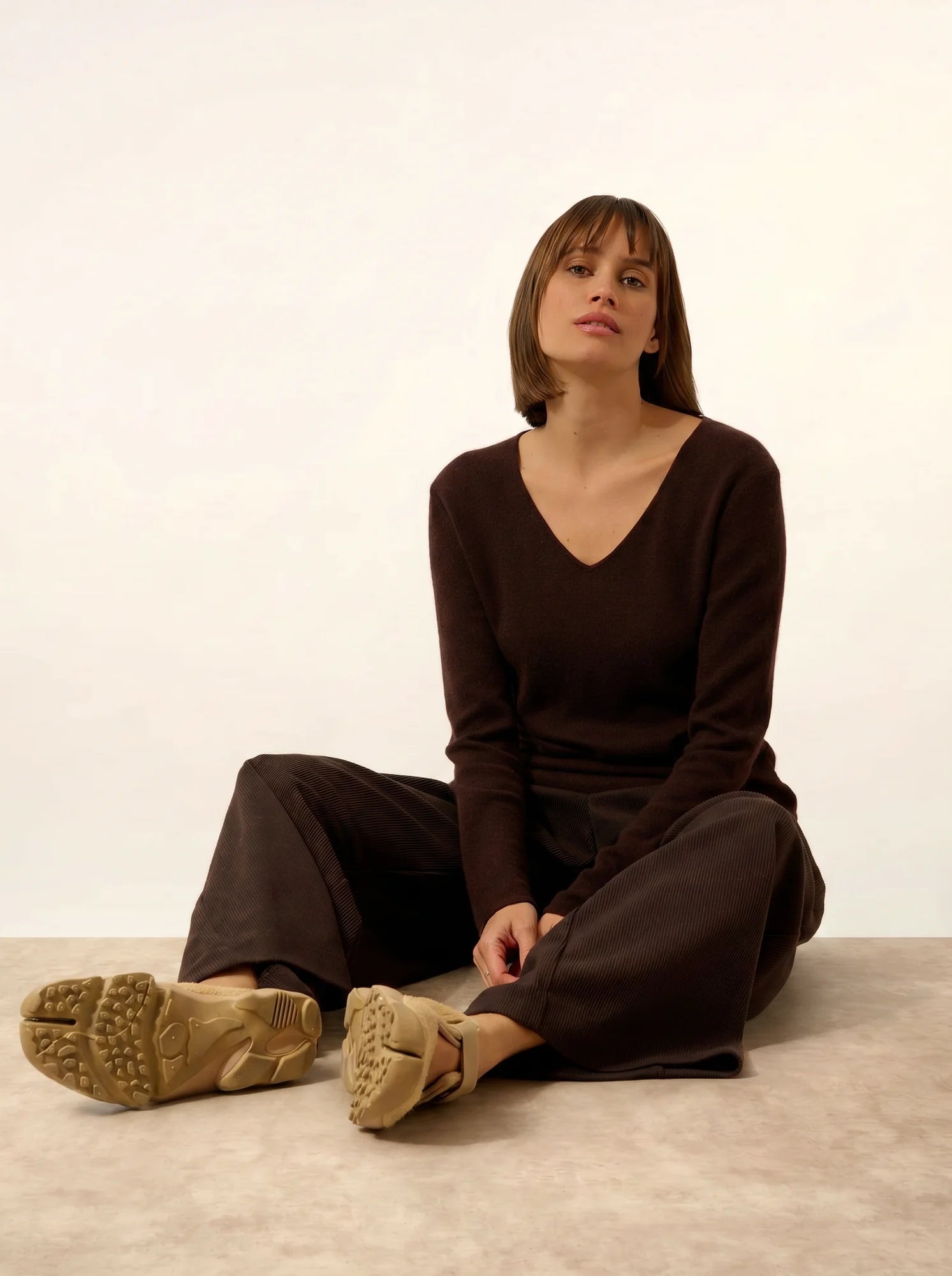 JOAN pullover v-ausschnitt choco