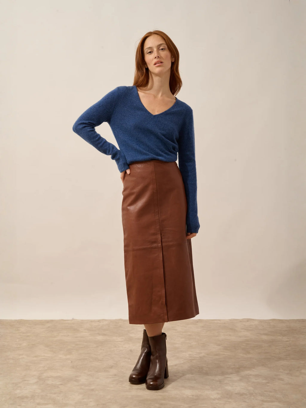 JOAN pullover v-ausschnitt océan meliert