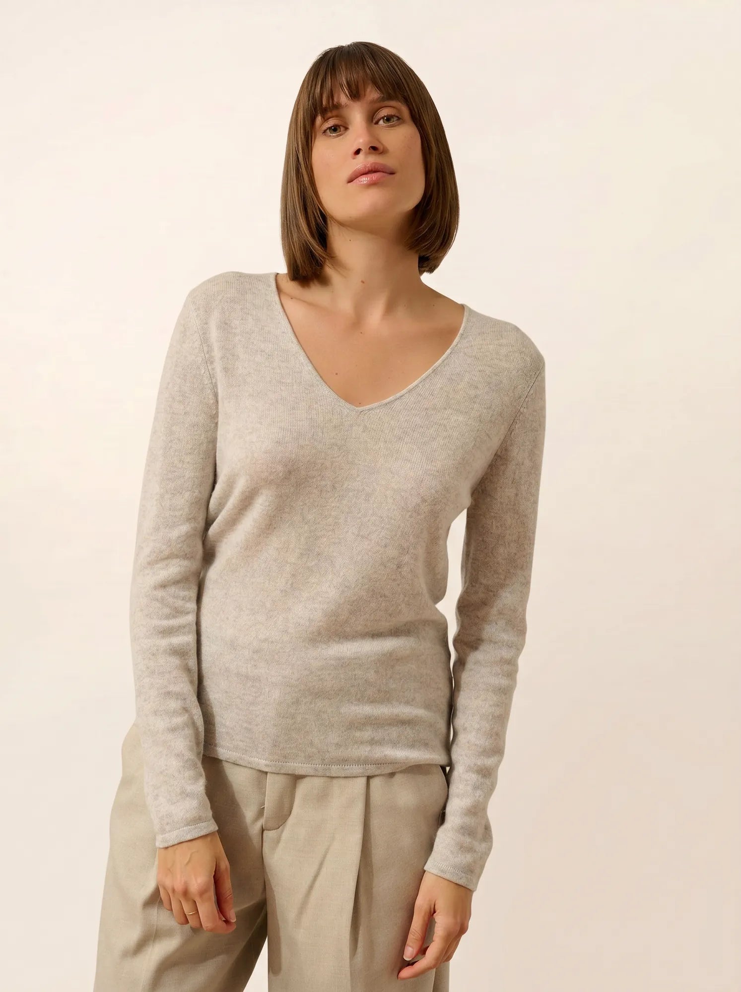 JOAN pullover v-ausschnitt glacier meliert