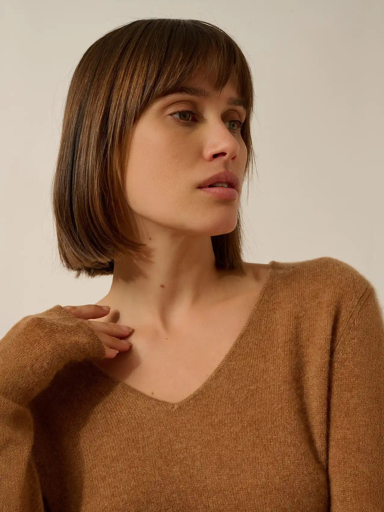 JOAN pullover v-ausschnitt noisette