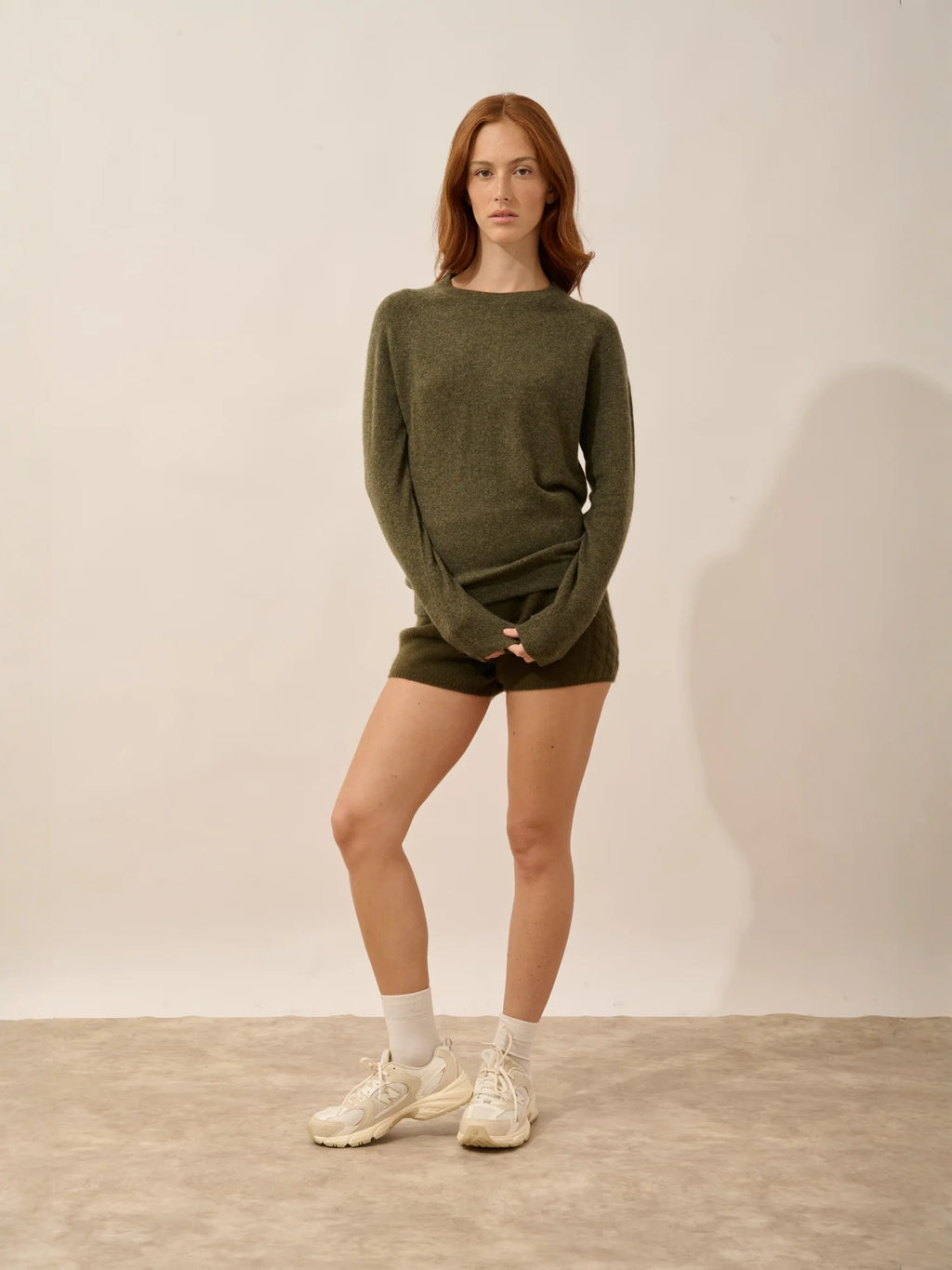 JANE pullover rundhalsausschnitt army meliert