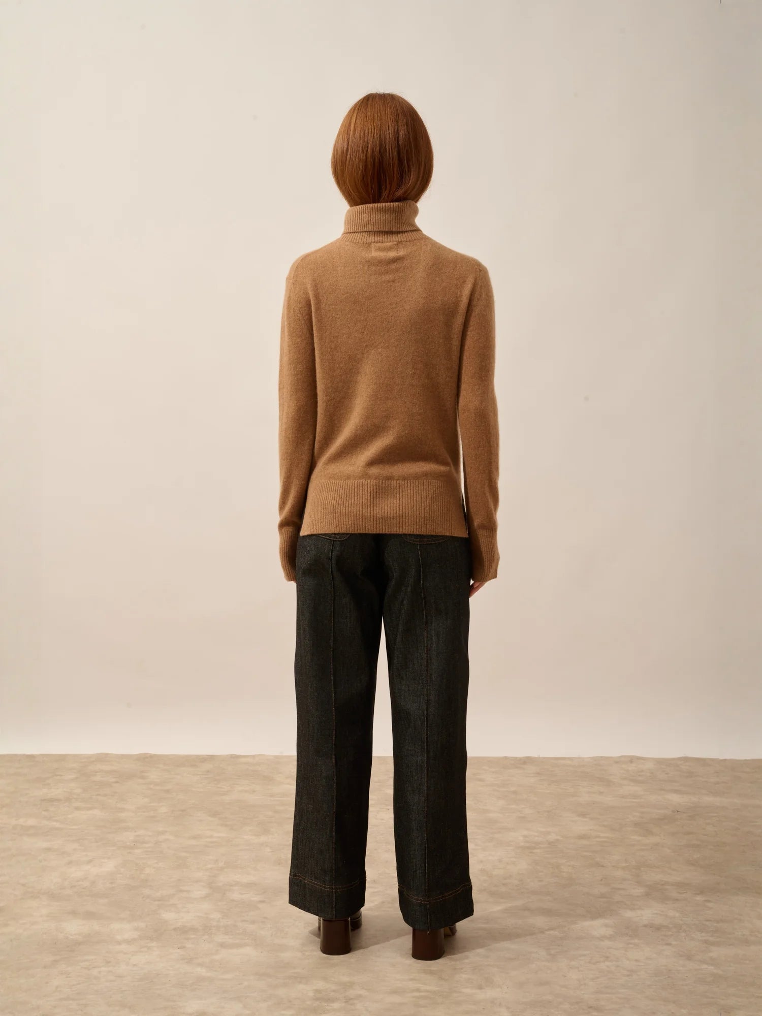 LEXIE pull col roulé noisette
