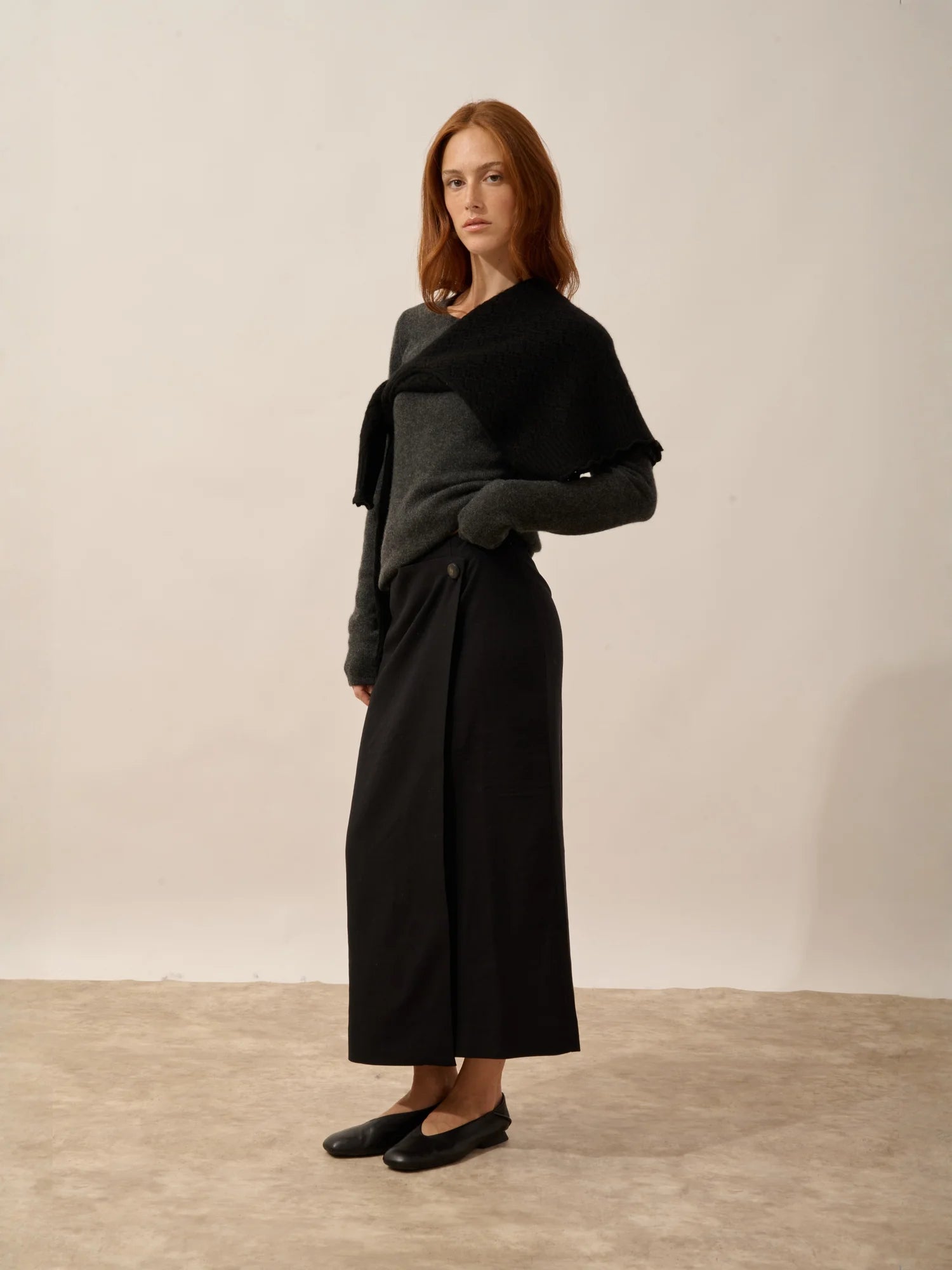 JOYCE pullover rundhalsausschnitt 4-fädig carbone meliert
