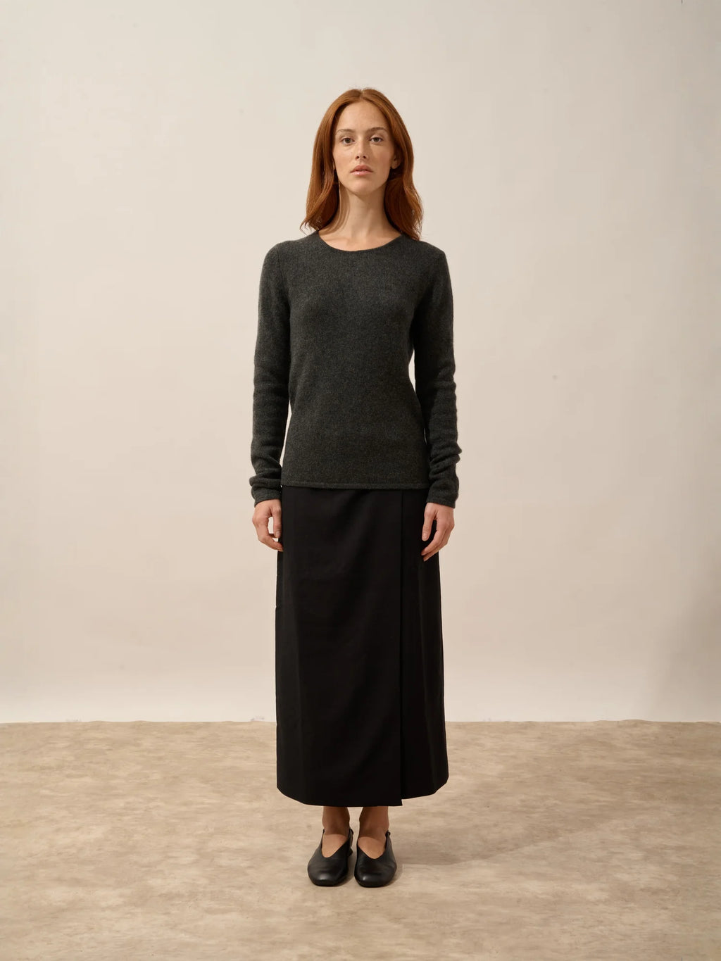 JOYCE pullover rundhalsausschnitt 4-fädig carbone meliert