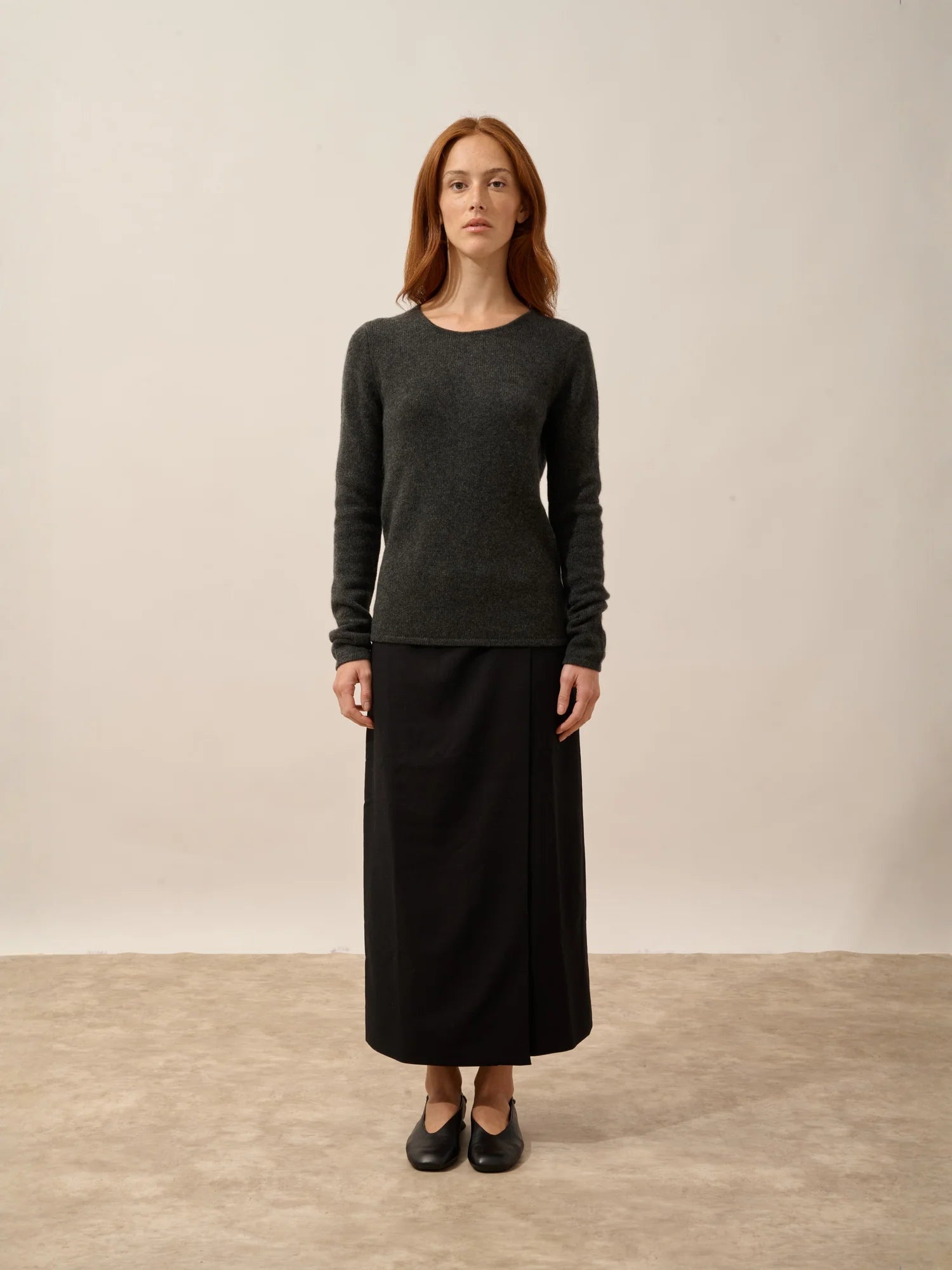 JOYCE pullover rundhalsausschnitt 4-fädig carbone meliert