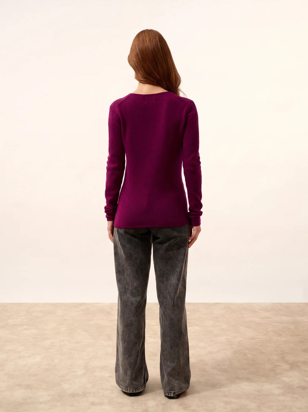ABBY pullover v-ausschnitt 4-fädig pflaume