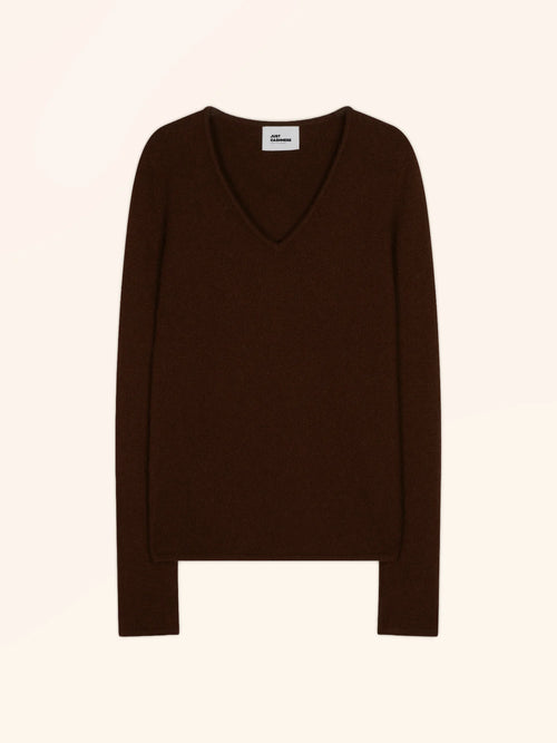 ABBY pull col V 4 fils café