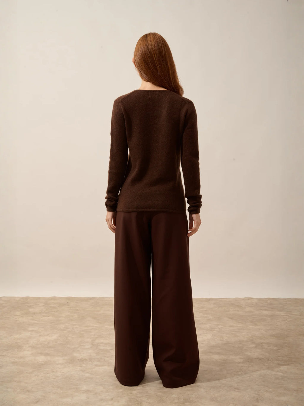 ABBY pullover v-ausschnitt 4-fädig kaffee