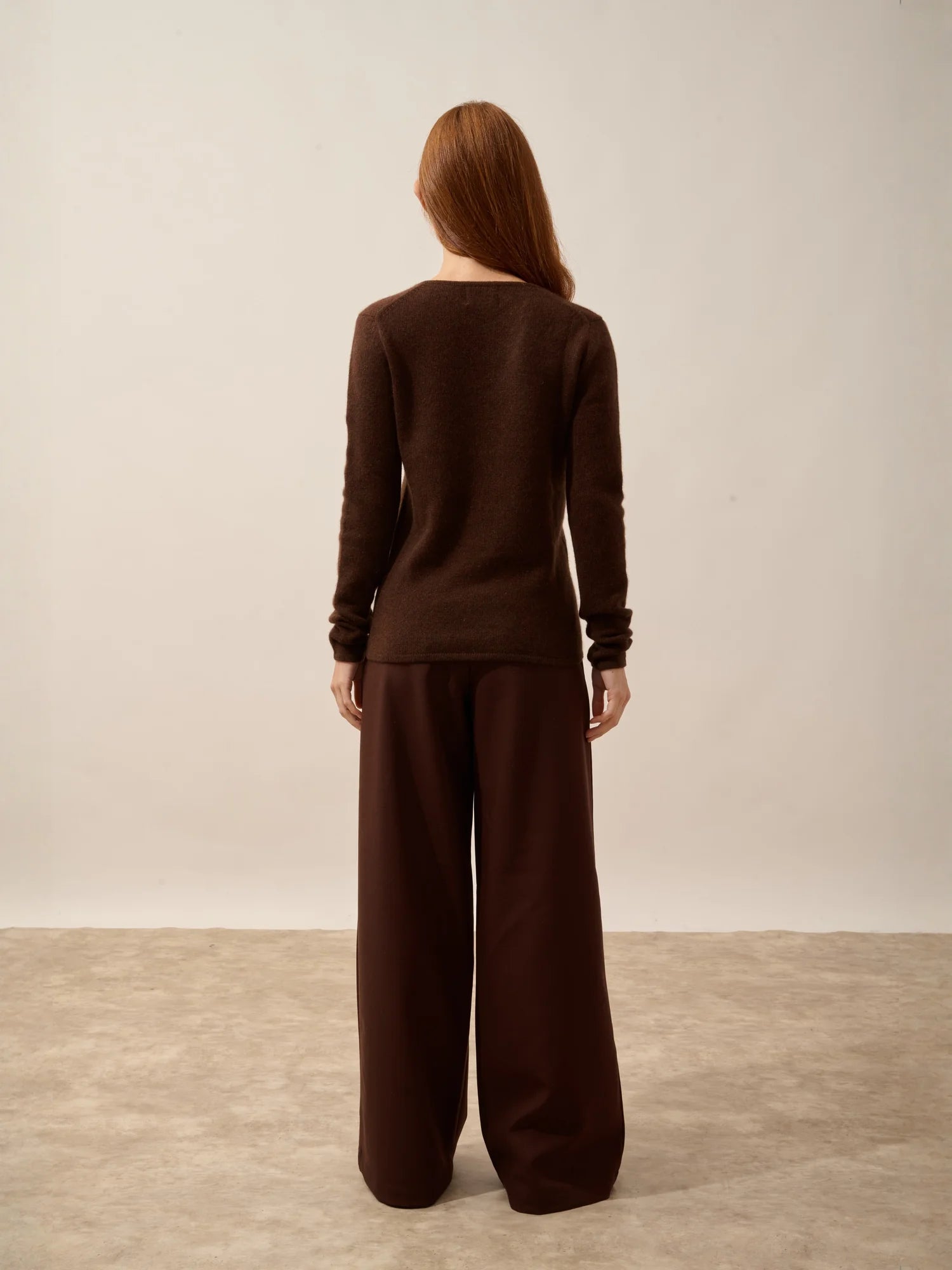 ABBY pullover v-ausschnitt 4-fädig kaffee