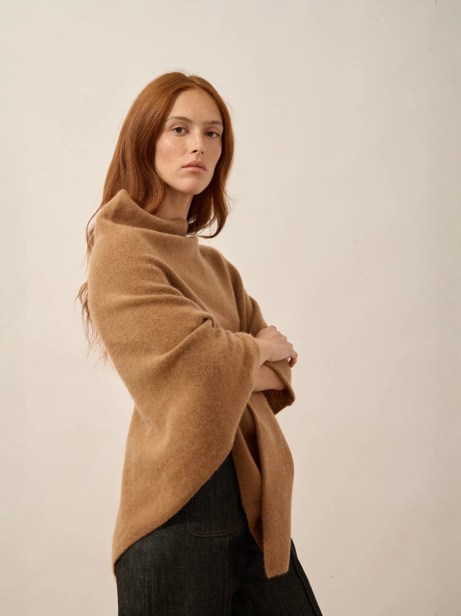 SALLY poncho 4-fädig noisette