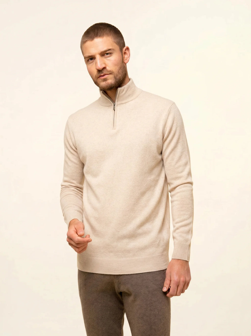 BRADLEY pullover dockermütze beige meliert
