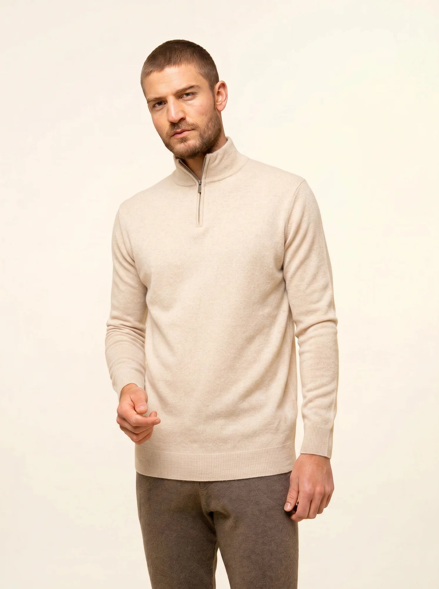 BRADLEY pullover dockermütze beige meliert
