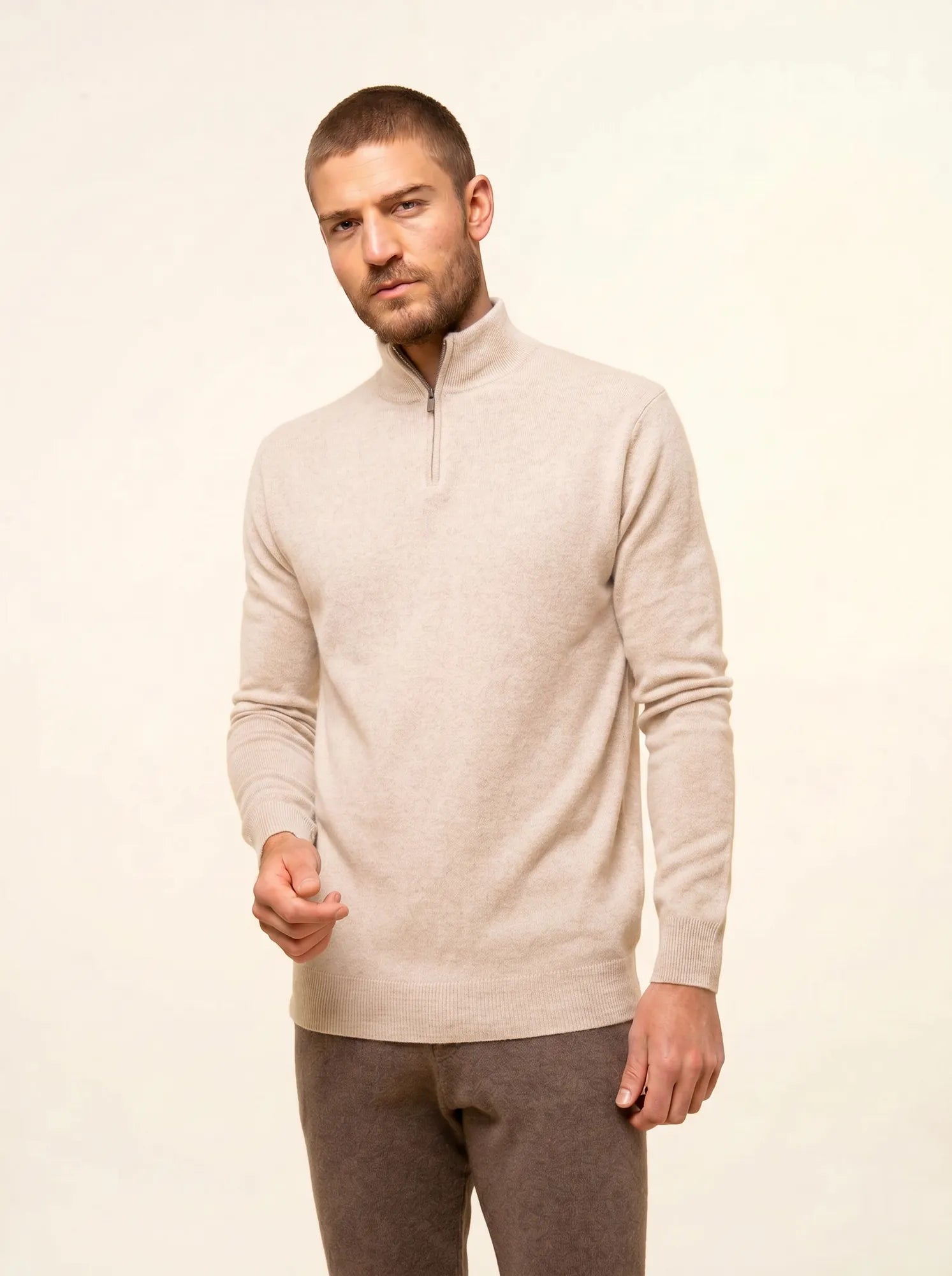 BRADLEY pullover dockermütze beige meliert
