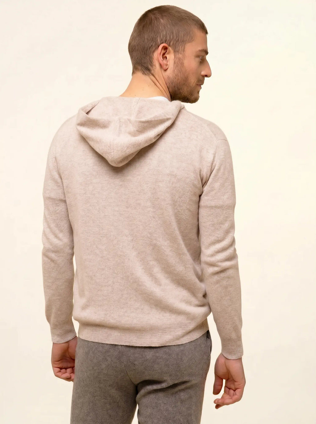 ELLIOT weste mit reissverschluss mit kapuze beige meliert