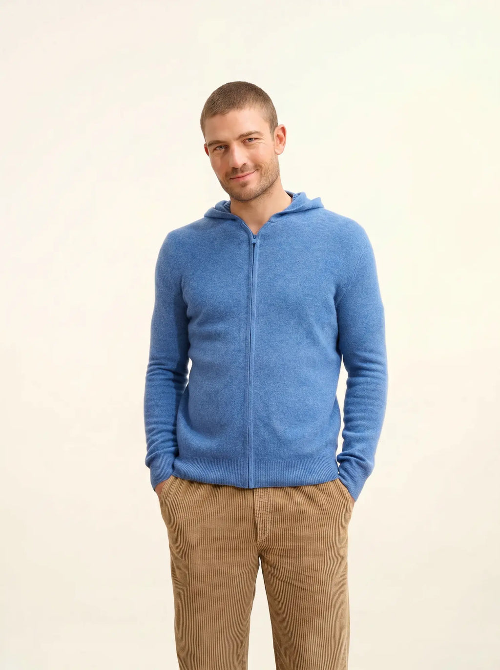 ELLIOT weste mit reissverschluss mit kapuze blau denim