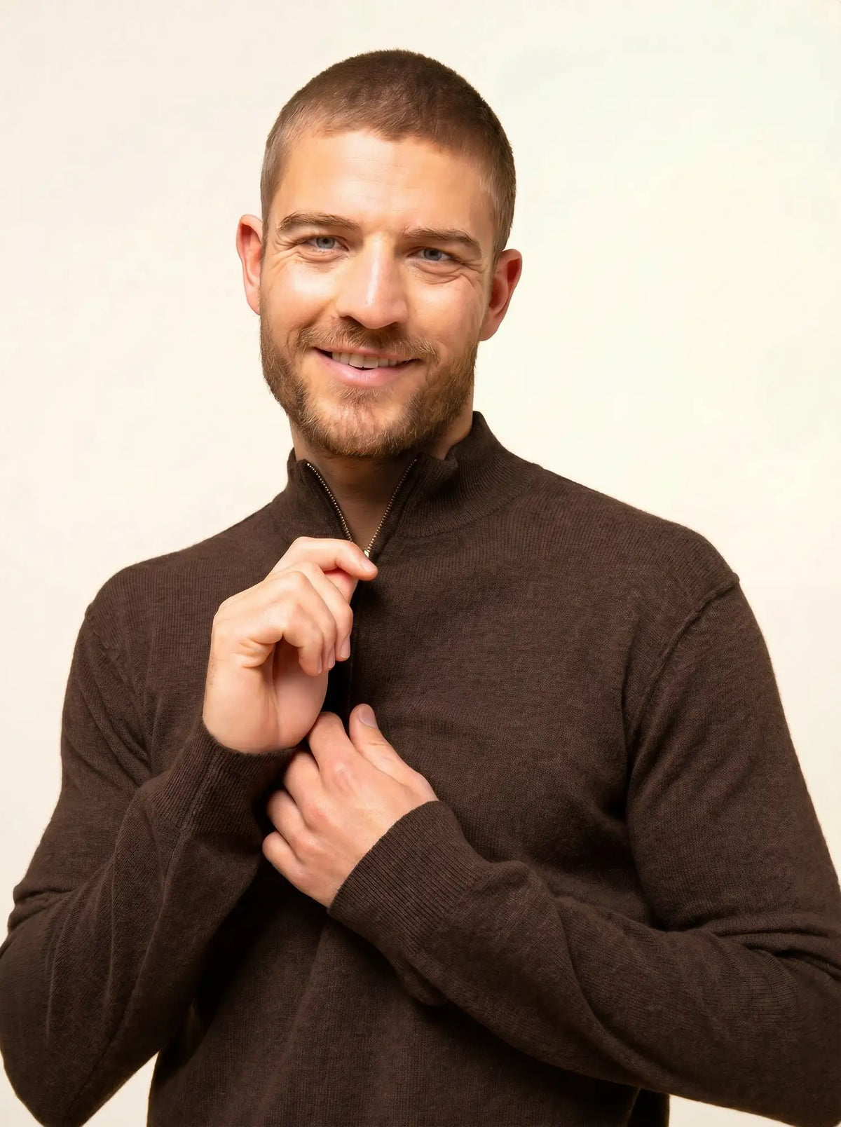 NOUR Pullover Truckerkragen Schokobraun