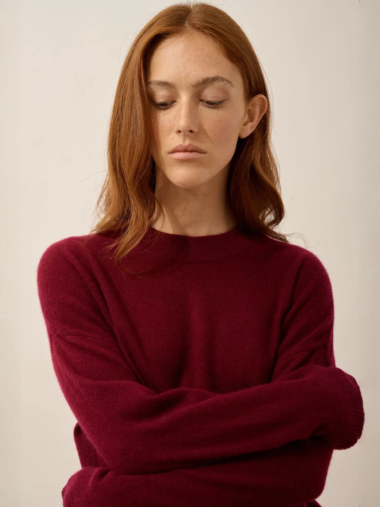 JOSPE pullover rundhalsausschnitt bordeaux