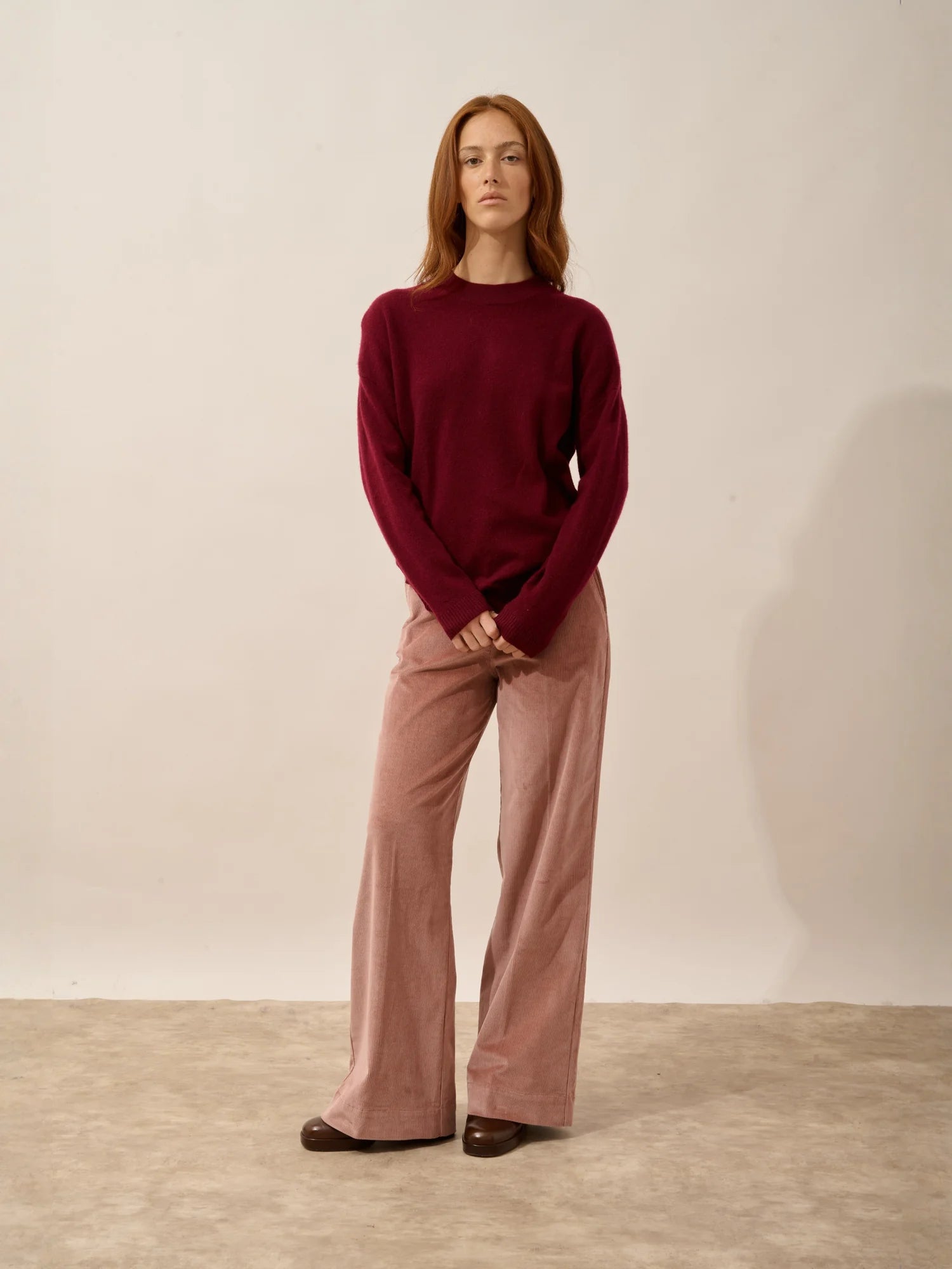 JOSPE pullover rundhalsausschnitt bordeaux