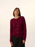 LAURA strickjacke rundhalsausschnitt bordeaux