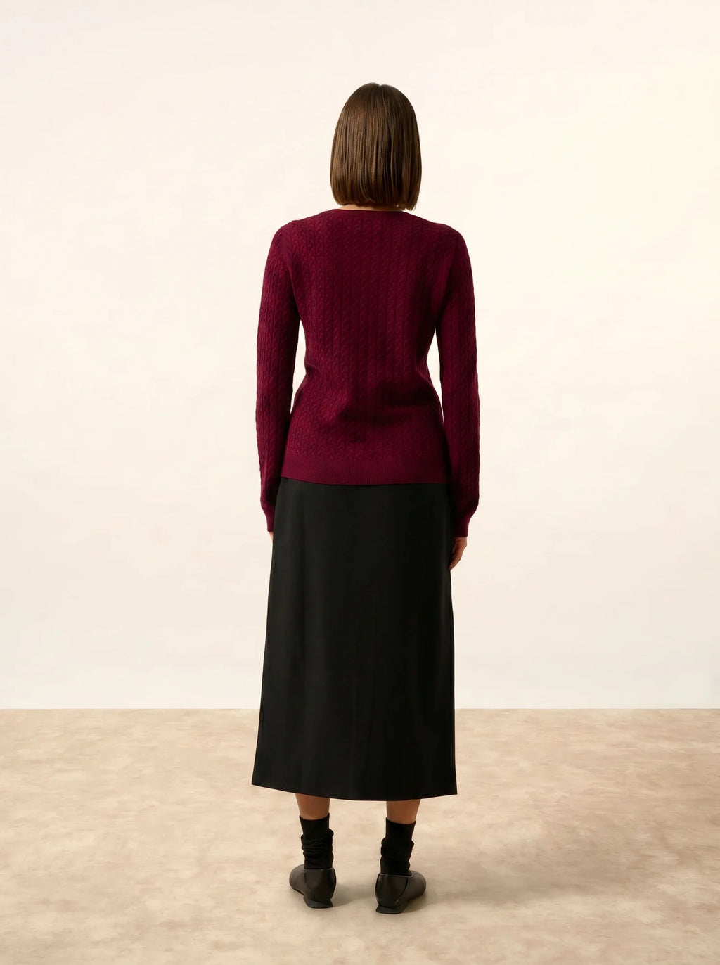 LAURA strickjacke rundhalsausschnitt bordeaux