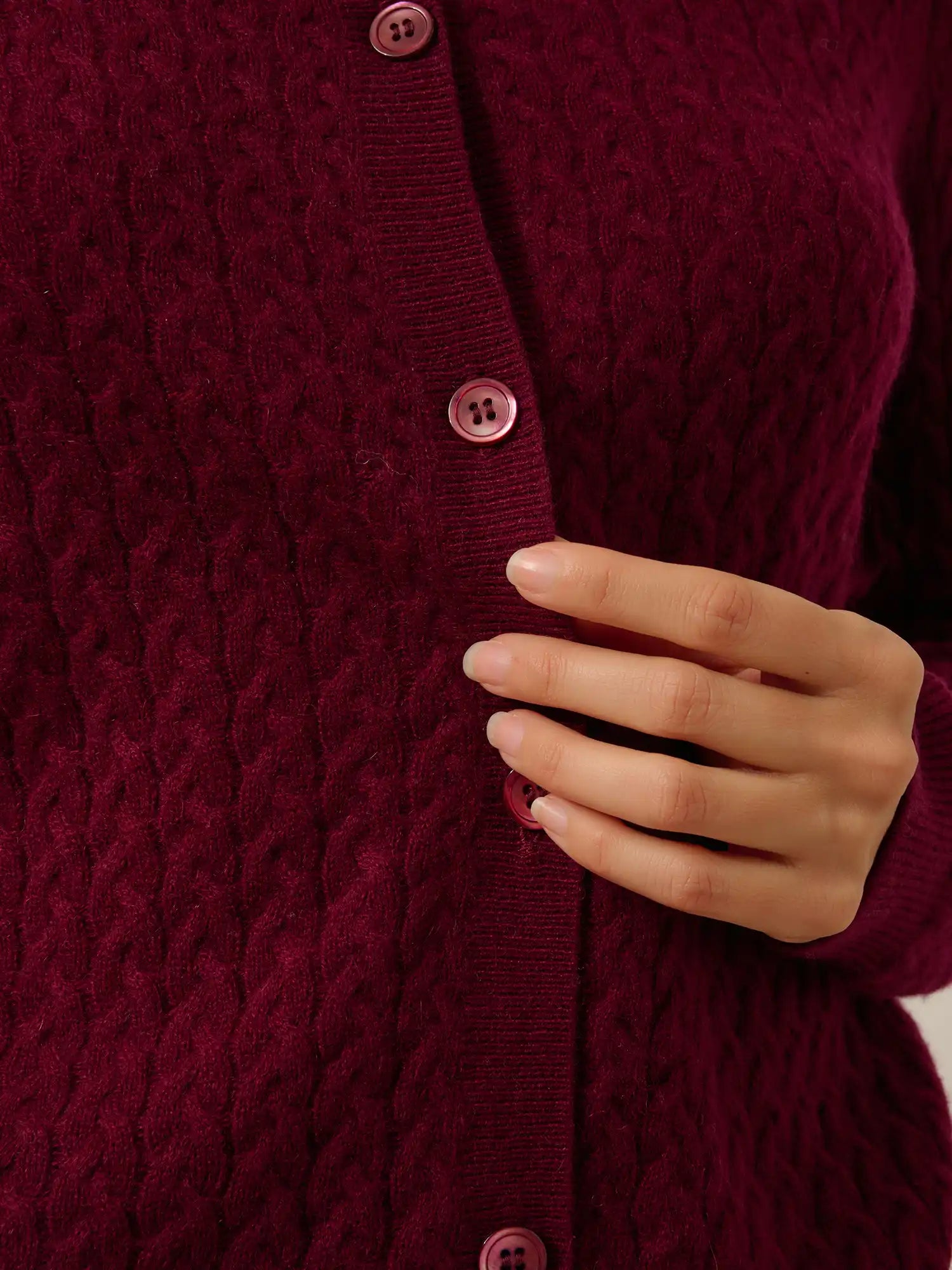 LAURA strickjacke rundhalsausschnitt bordeaux