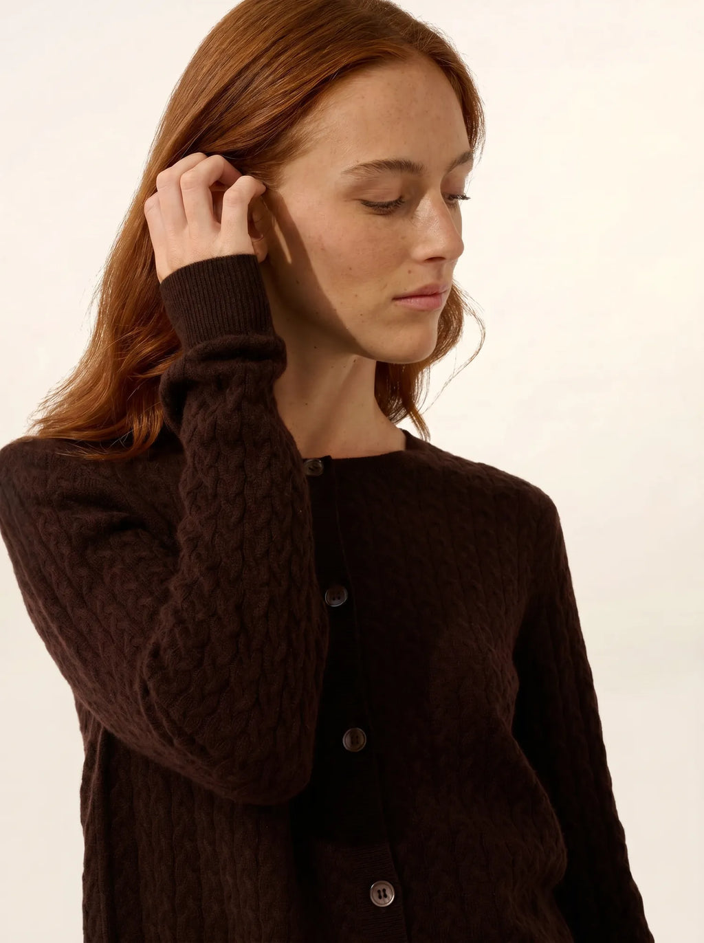 LAURA strickjacke rundhalsausschnitt choco