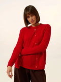 LAURA strickjacke rundhalsausschnitt rot