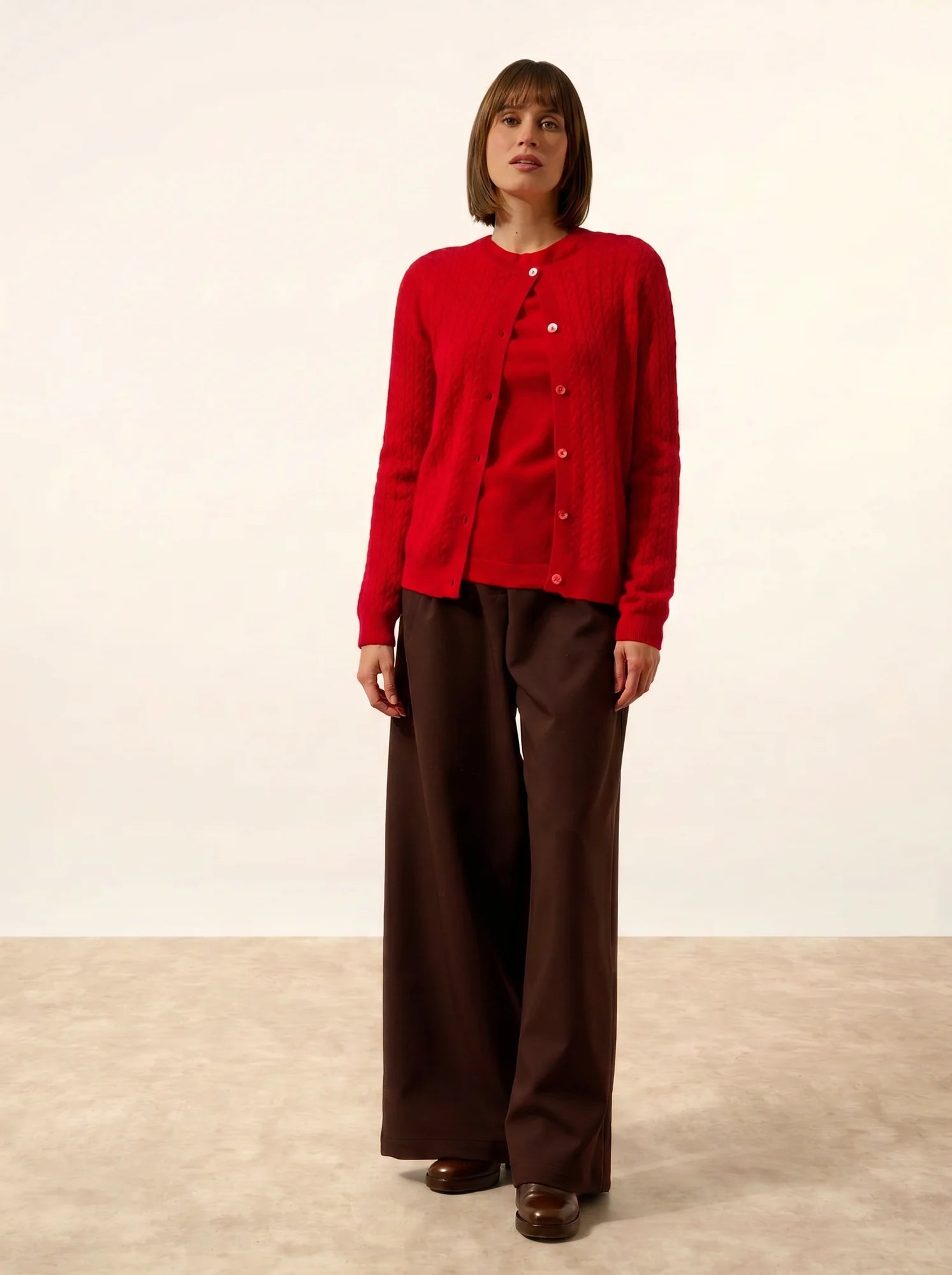 LAURA strickjacke rundhalsausschnitt rot