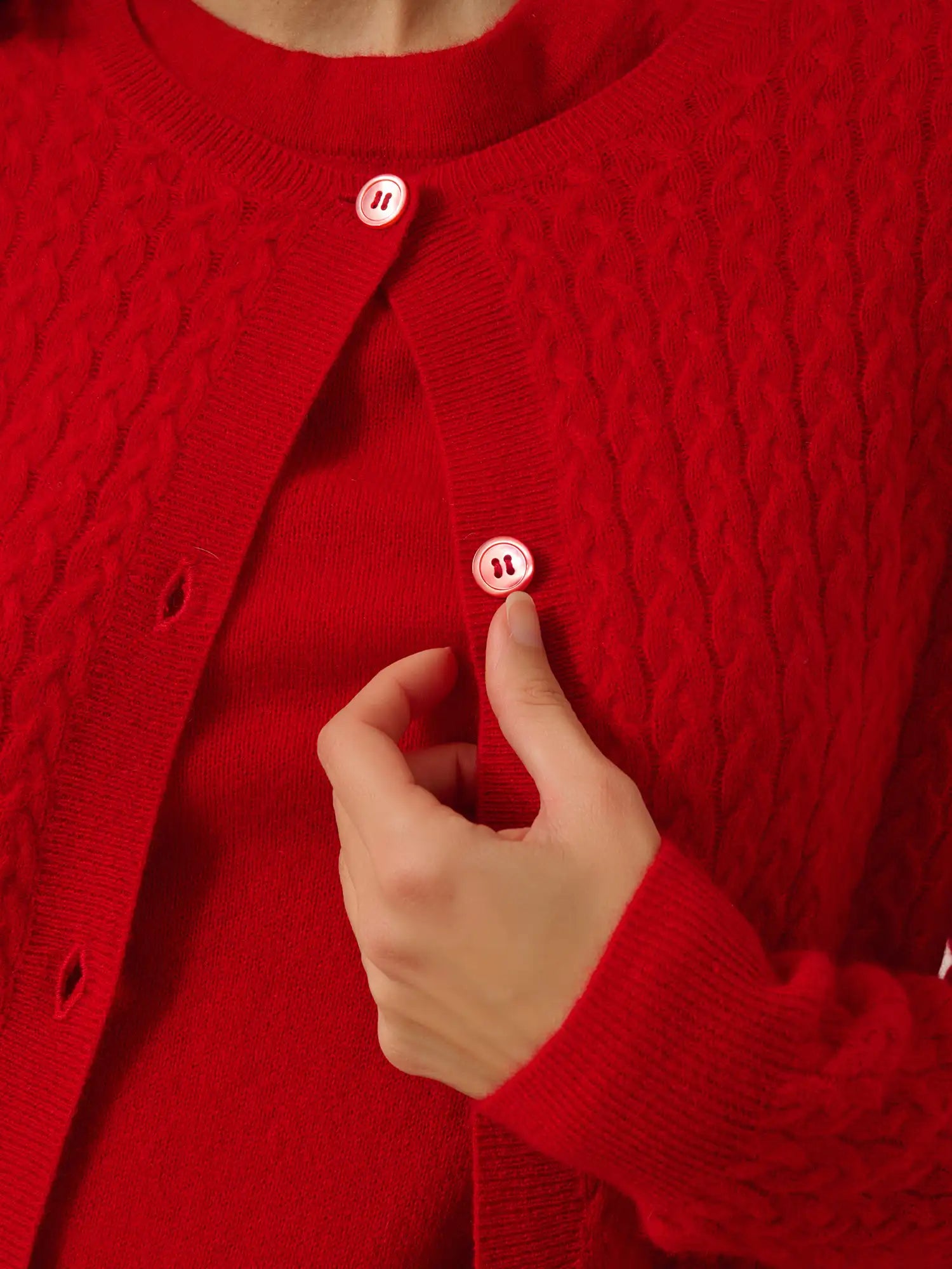 LAURA strickjacke rundhalsausschnitt rot