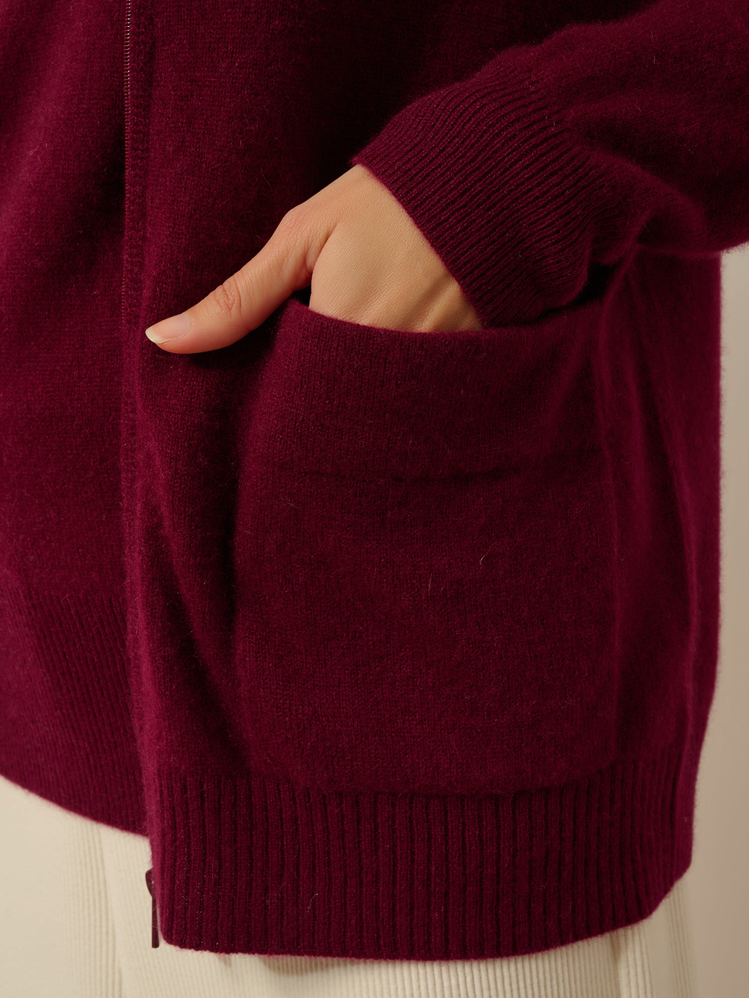 ERVIE gilet zippé col mao bordeaux