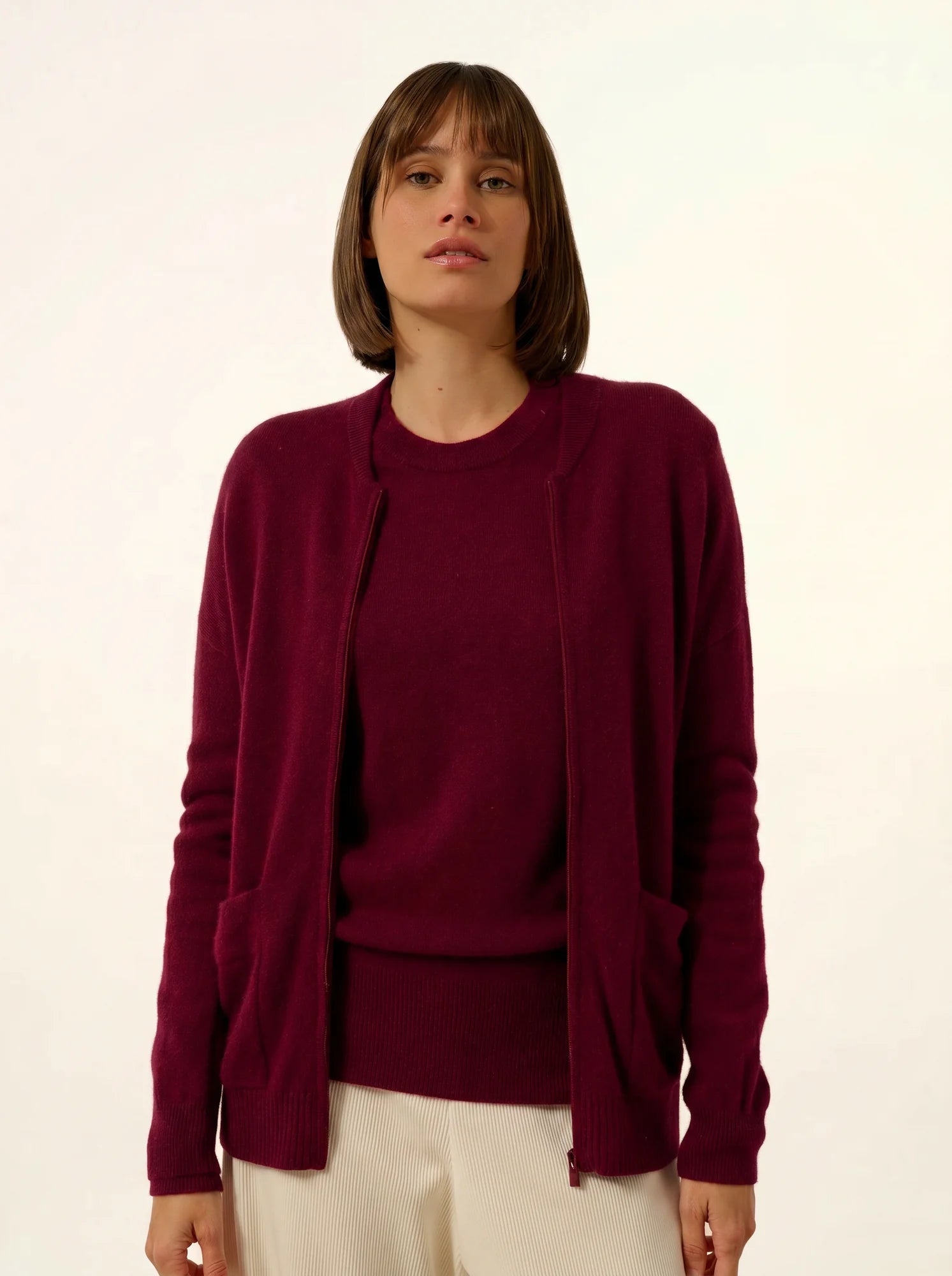 ERVIE weste mit reissverschluss col mao bordeaux