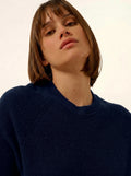 JONA Pull Col Rond Zippé Dos Bleu Marine