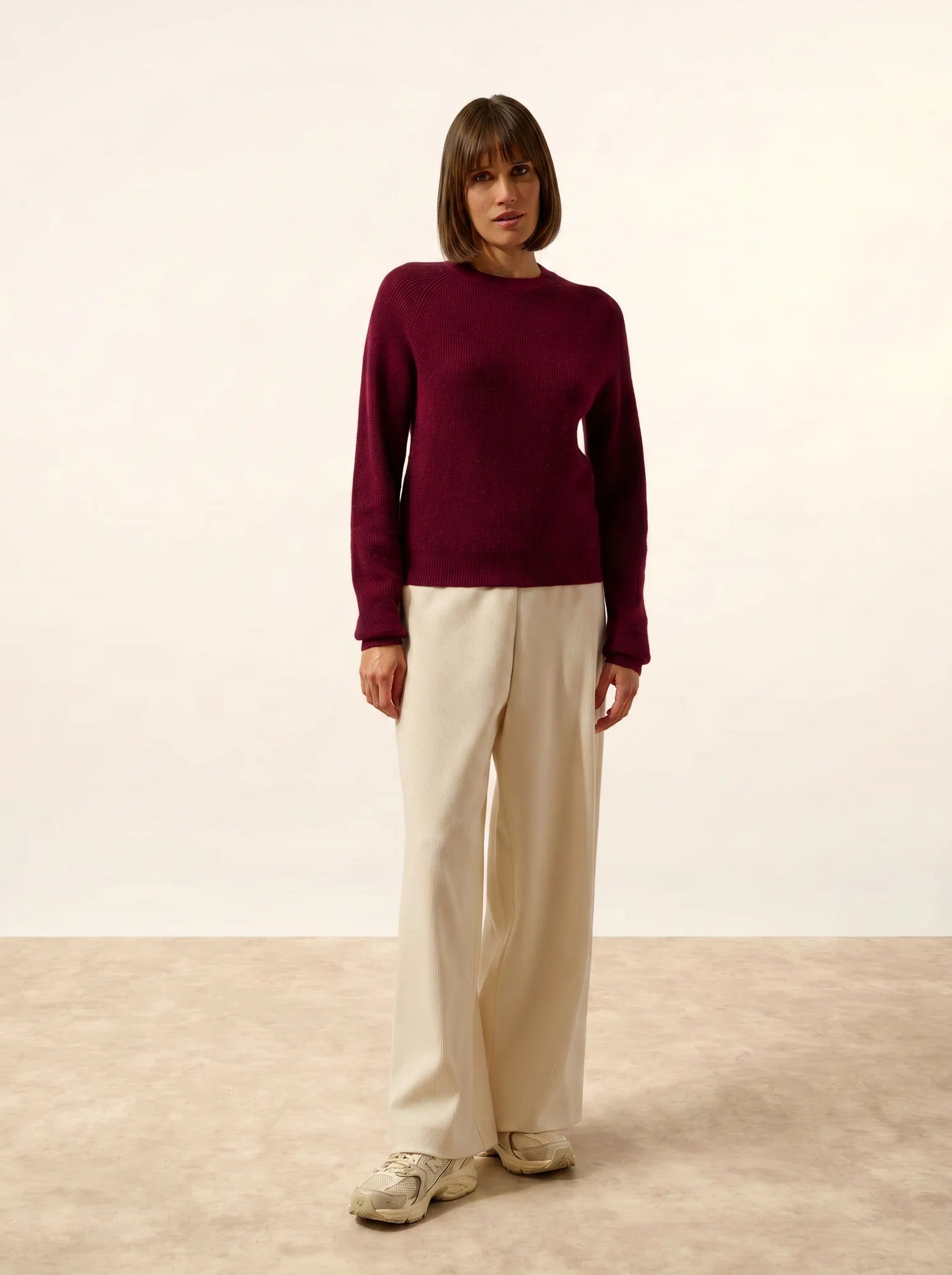 JONA pullover rundhalsausschnitt mit reissverschluss hinten bordeaux