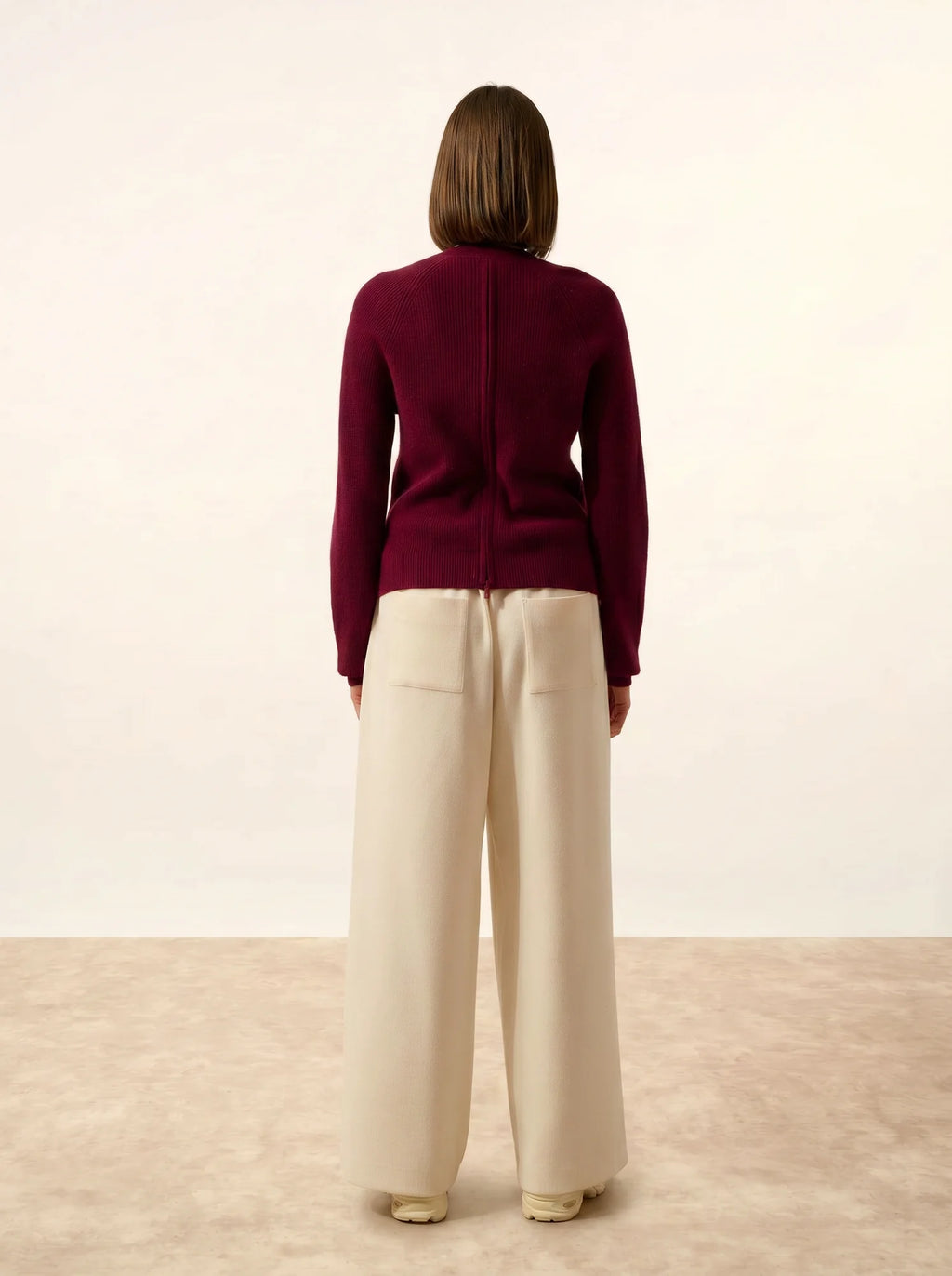 JONA pullover rundhalsausschnitt mit reissverschluss hinten bordeaux