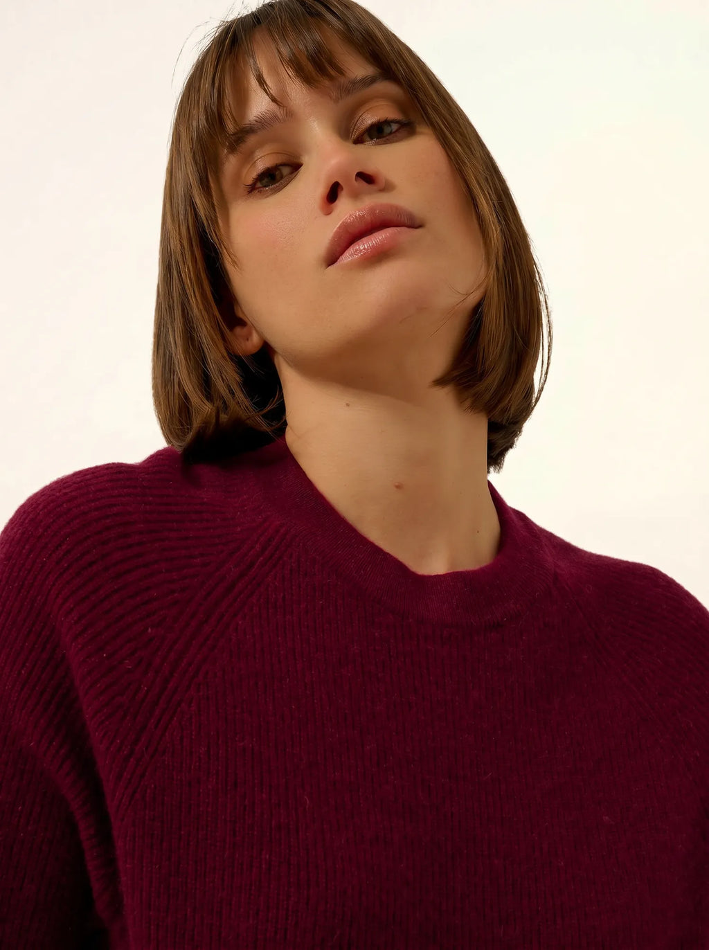 JONA pullover rundhalsausschnitt mit reissverschluss hinten bordeaux