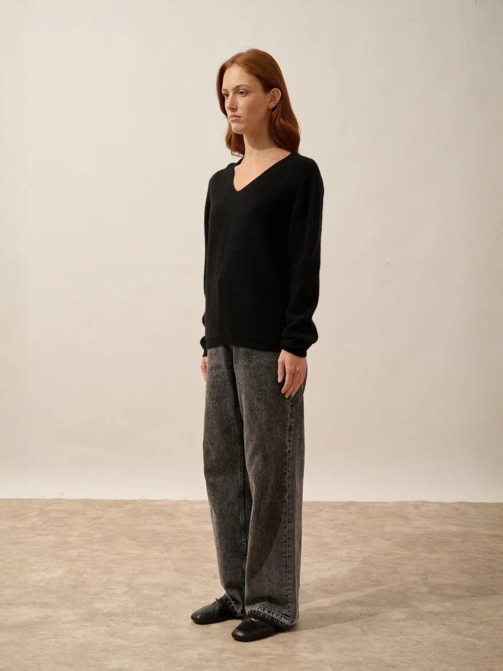 AMRITA pullover v-ausschnitt 4-fädig schwarz