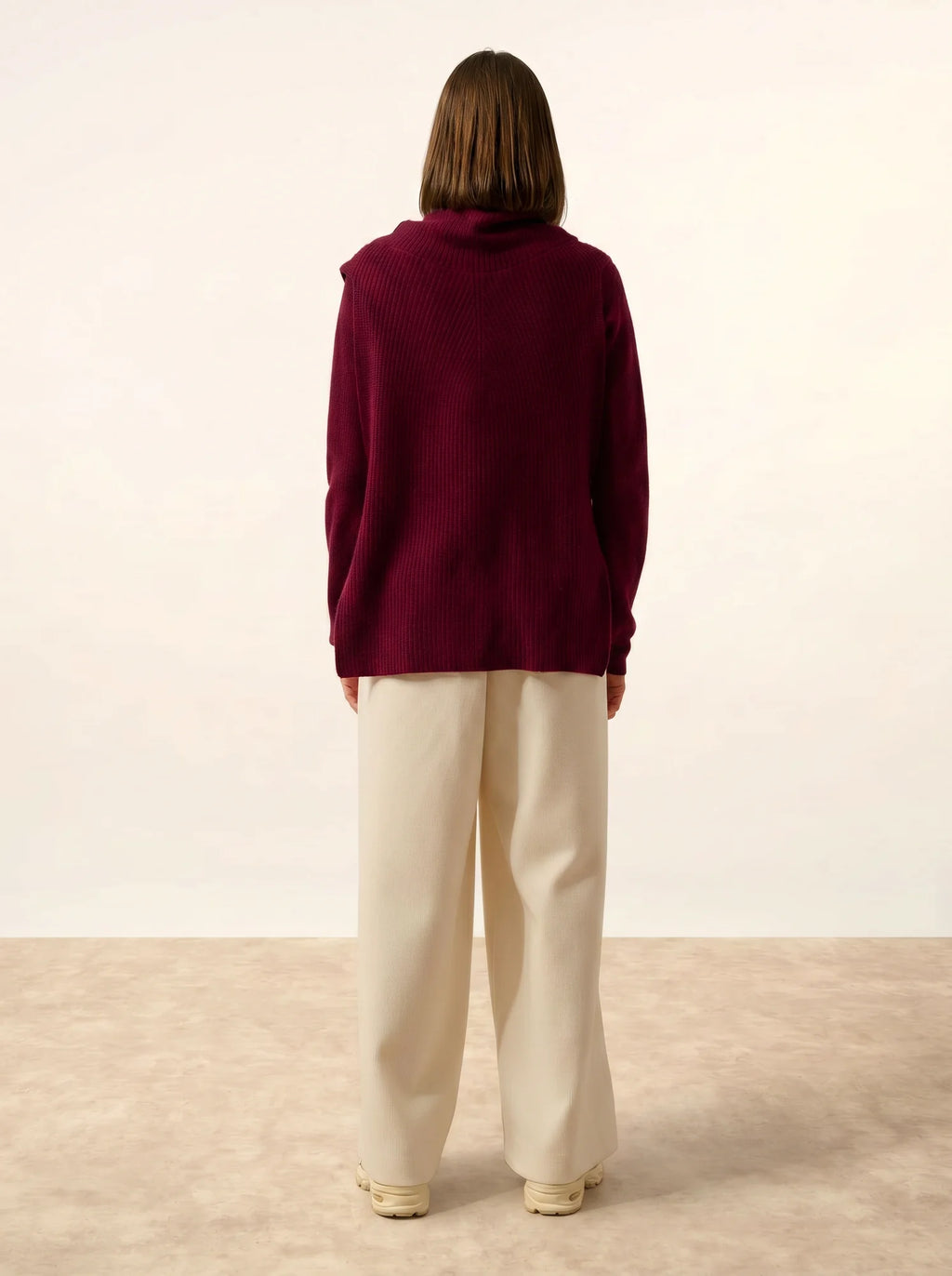 LOU cape rollkragen ärmellos 4-fädig bordeaux
